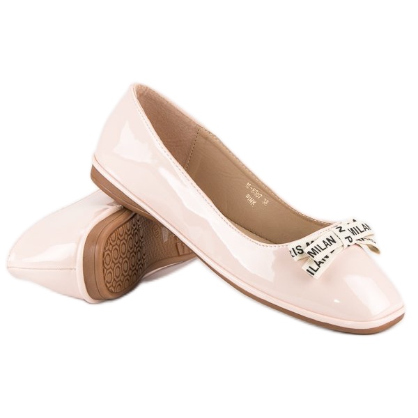 Ideal Shoes Pulverlackierte Ballerinas rosa 1