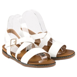 Bello Star Flache Sandalen mit Schnalle weiß 2