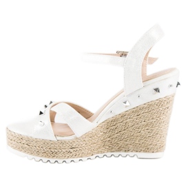 Bello Star Espadrilles mit Keilabsatz und Strasssteinen weiß 2