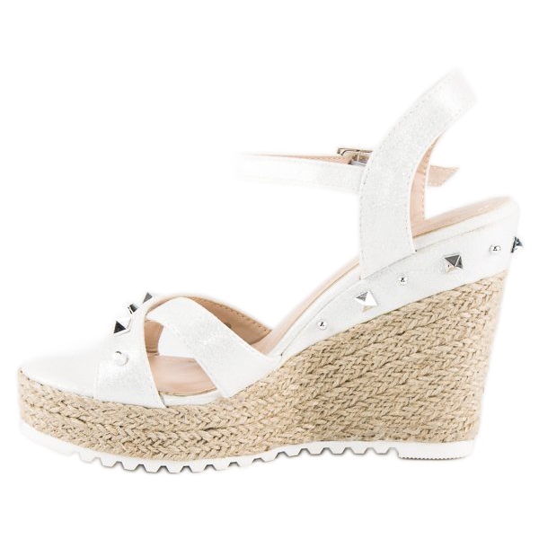 Bello Star Espadrilles mit Keilabsatz und Strasssteinen weiß 2
