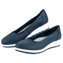 Vinceza-Ballerinas aus Leder blau 1