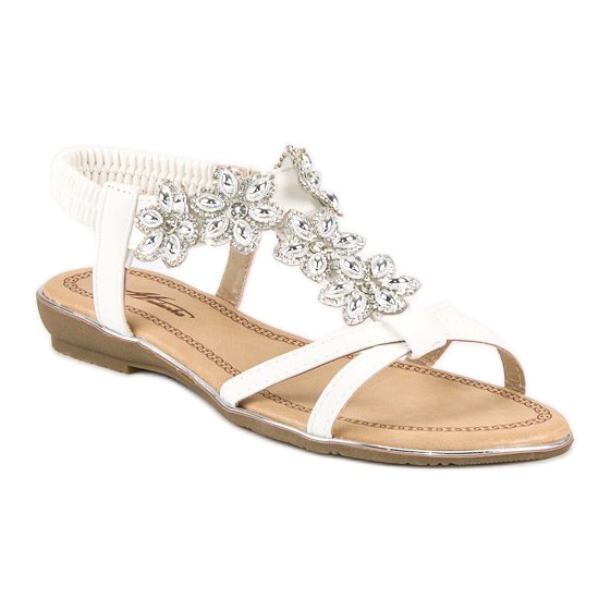 Elegante flache Sandalen weiß 1
