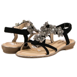 Elegante flache Sandalen schwarz 2