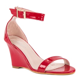 Lackierte Keilsandalen rot 1
