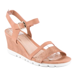 Ideal Shoes Keilsandalen in Rosa 1