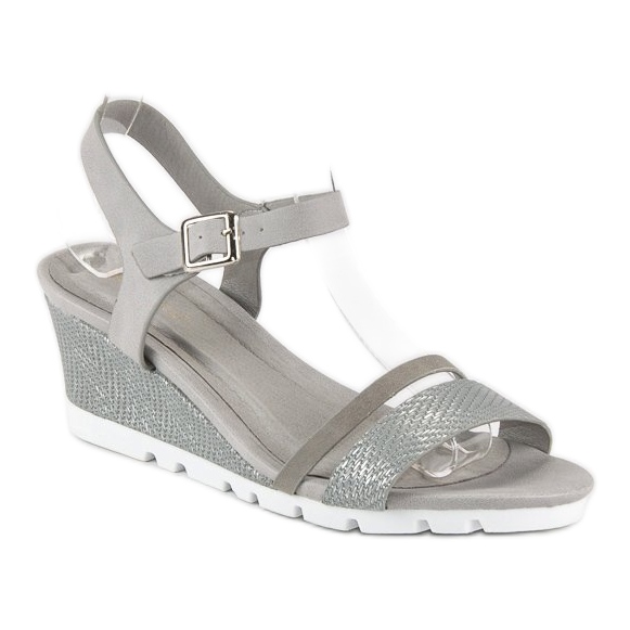 Ideal Shoes Graue Keilsandalen 2