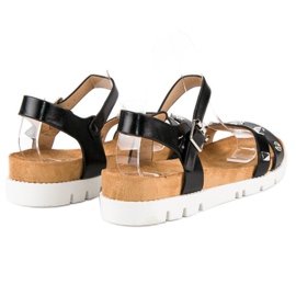 Forever Folie Schwarze Sandalen mit Strasssteinen 1