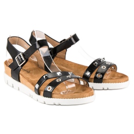 Forever Folie Schwarze Sandalen mit Strasssteinen 2