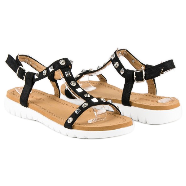 Bestelle Bequeme flache Sandalen schwarz 1