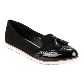 Super Me Schwarze Loafer mit Fransen 1