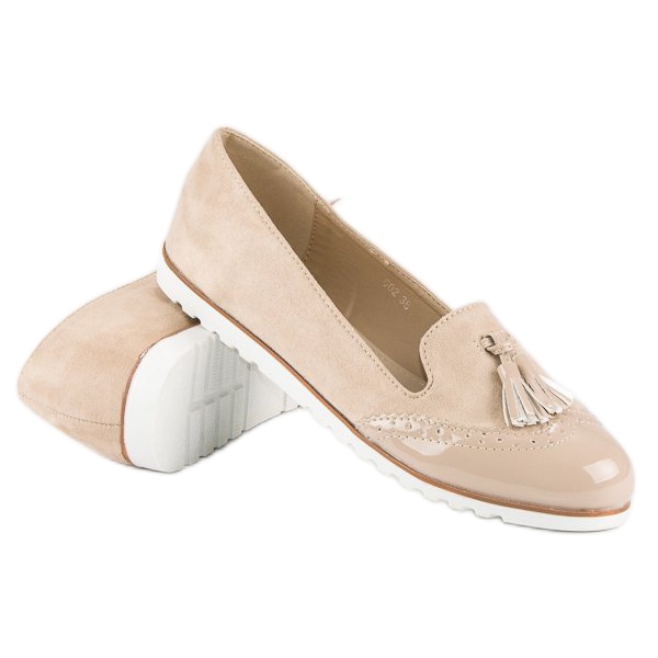 Super Me Beige Slipper mit Fransen 2