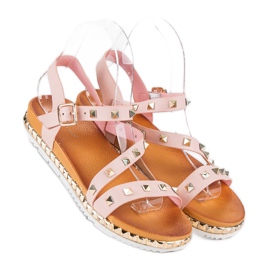 Anesia Paris Rosa Sandalen mit Nieten 1