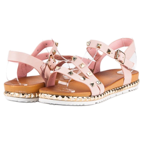 Anesia Paris Rosa Sandalen mit Nieten 2