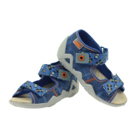 Befado Sandalen 250p Ledereinsatz blau orange 3