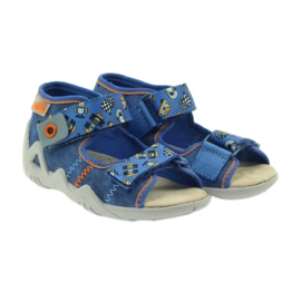 Befado Sandalen 250p Ledereinsatz blau orange 4