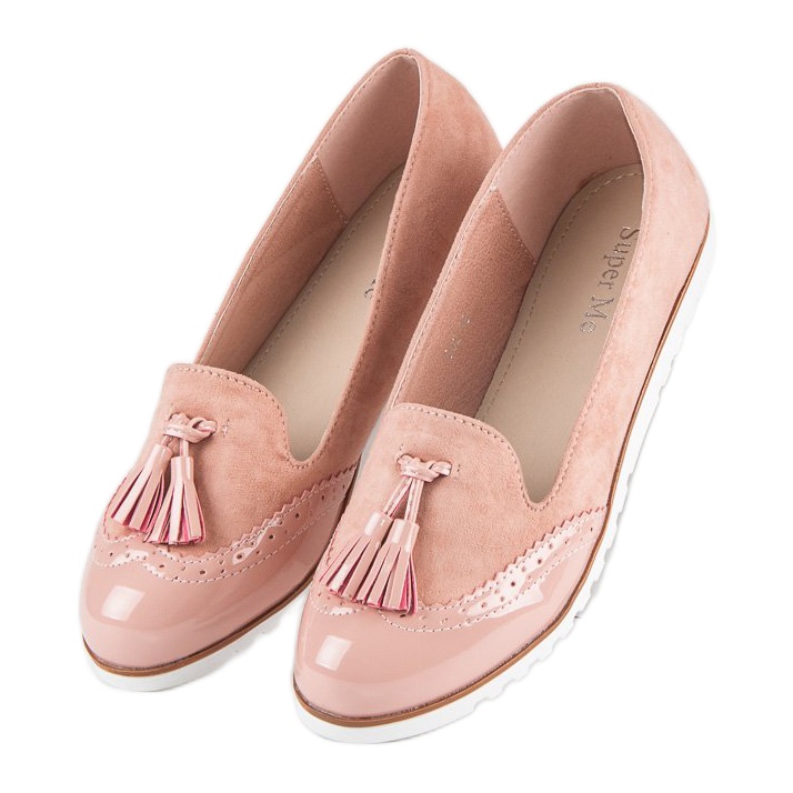 Super Me Rosa Mokassins mit Fransen 1