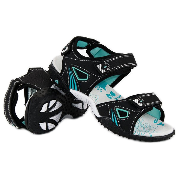American Club Bequeme amerikanische Damensandalen schwarz 1