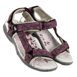 American Club Amerikanische Sandalen aus Stoff mit Klettverschluss rosa 1