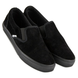 Andy Z Schwarze Wildleder-Slipper 1