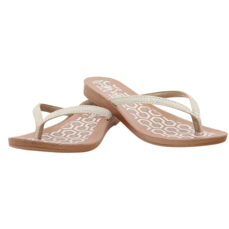 INBLU IR063 silberne Flip-Flops weiß grau 3