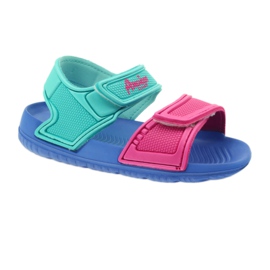 Blaue Kindersandalen von American Club für das Wasser grün rosa 1