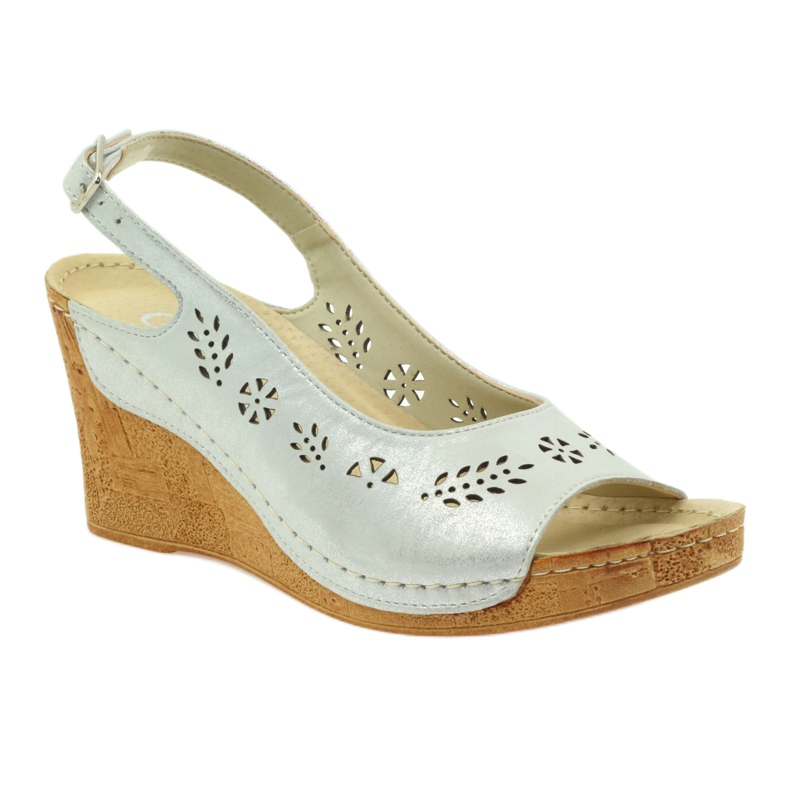 Gregors Metallische Ledersandalen für Frauen für Silberkeile 709 1