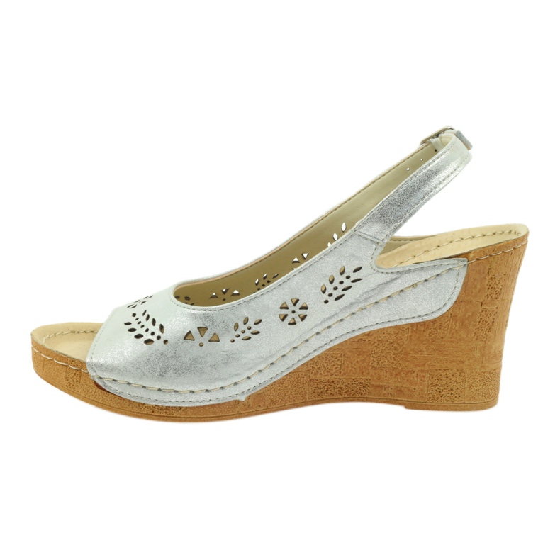 Gregors Metallische Ledersandalen für Frauen für Silberkeile 709 silber- 2