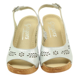 Gregors Metallische Ledersandalen für Frauen für Silberkeile 709 silber- 4