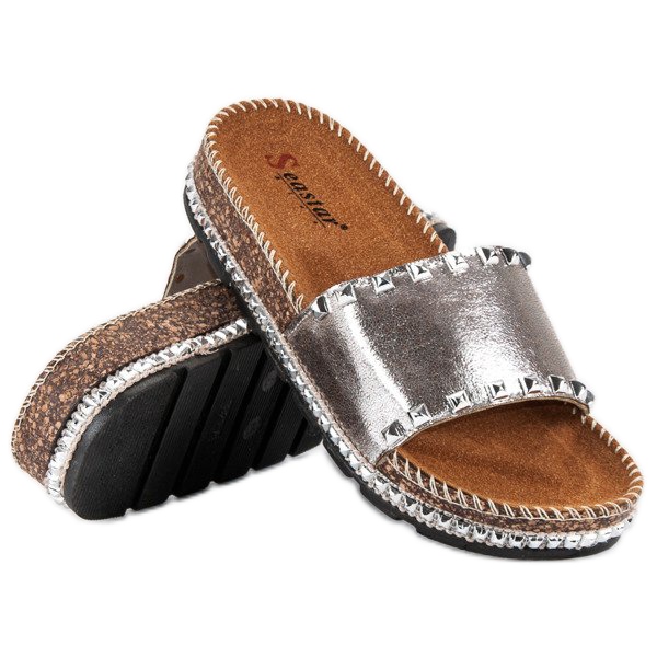 Seastar Stilvolle Damenhausschuhe grau 2