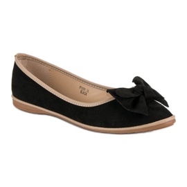 Sweet Shoes Wildlederballerinas mit Schleife schwarz 1