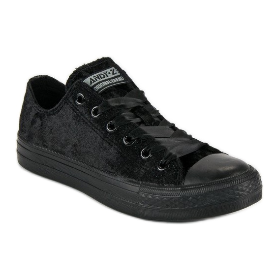 Andy Z Schwarze Velours-Turnschuhe 1