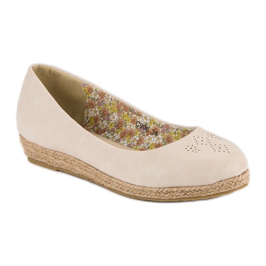 Beigefarbene Espadrilles-Ballerinas 1
