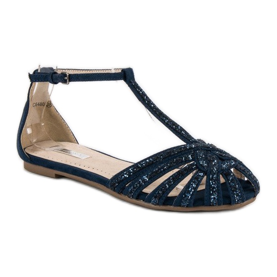 Corina Marineblaue Sandalen mit Glitzer 1