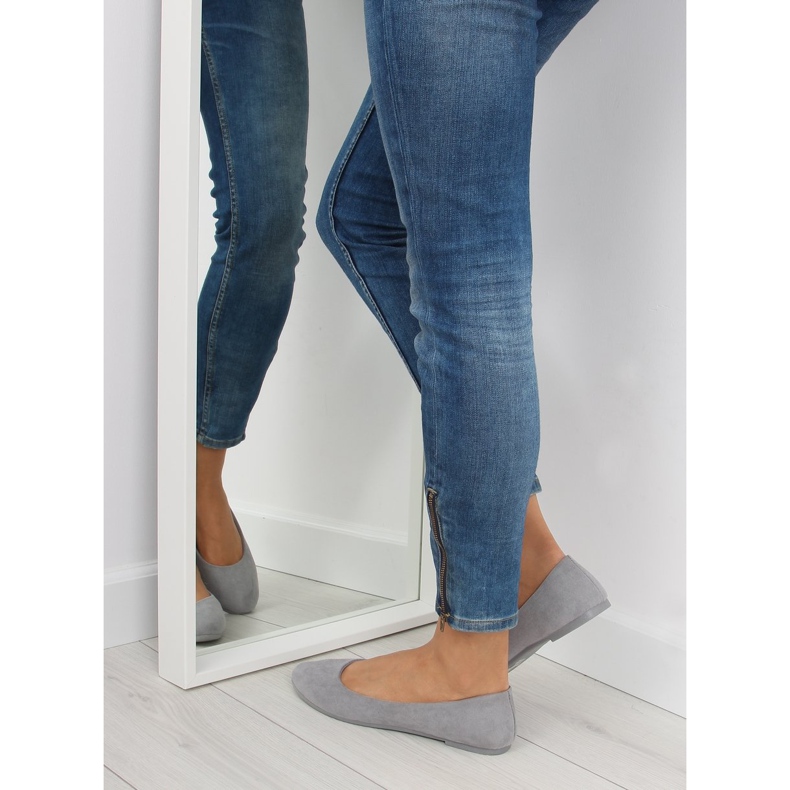 Weiche graue Ballerinas für Damen JX51 2