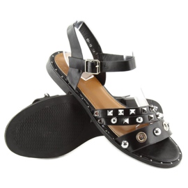 Schwarze Sandalen auf flacher Sohle 99-19 1