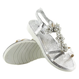 Bequeme Sandalen mit Blumen, Silber 127-58 Silber grau 2