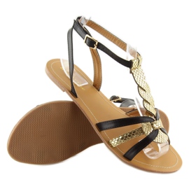 Sandalen für Damen Goldglanz Schwarz 758 Schwarz 1