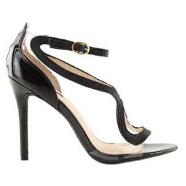 Schwarze Sandalen auf hohem Absatz 1443 schwarz 2