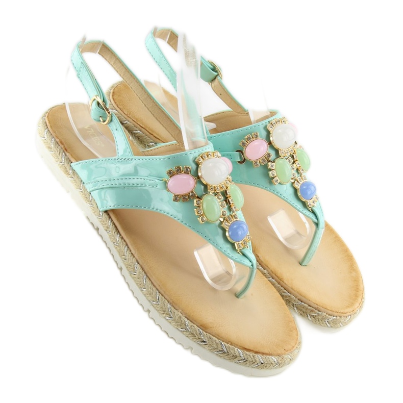 Sandalen mit Minzsteinen 3072 mint blau 2