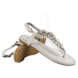 Vices Elegante flache Sandalen Schraubstöcke grau 1