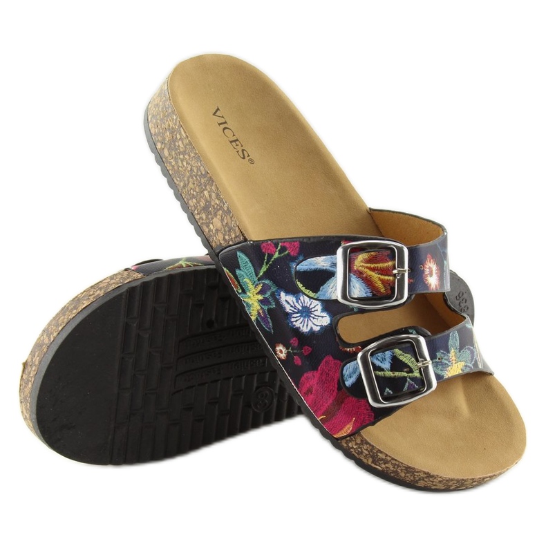 Hausschuhe mit schwarzer Korksohle 6231 1