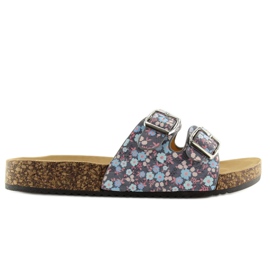 Graue Hausschuhe mit Korksohle 6231 blau 2