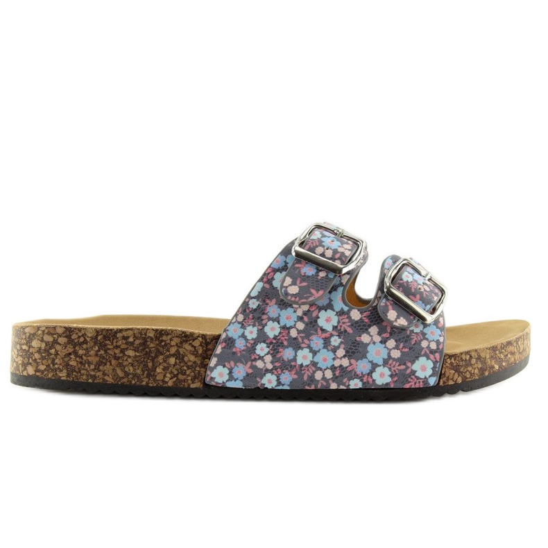 Graue Hausschuhe mit Korksohle 6231 blau 2