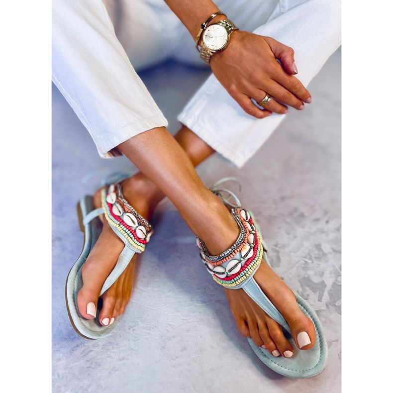 BM Sandalen mit blauen Perlen 8241 L.BLUE 2