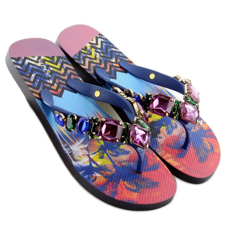 Flip-Flops mit Steinen 8250 Blau lila 2