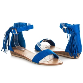 Abloom Wildledersandalen mit Fransen blau 1