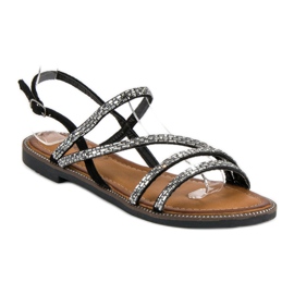 Fama Stilvolle flache Sandalen schwarz 1