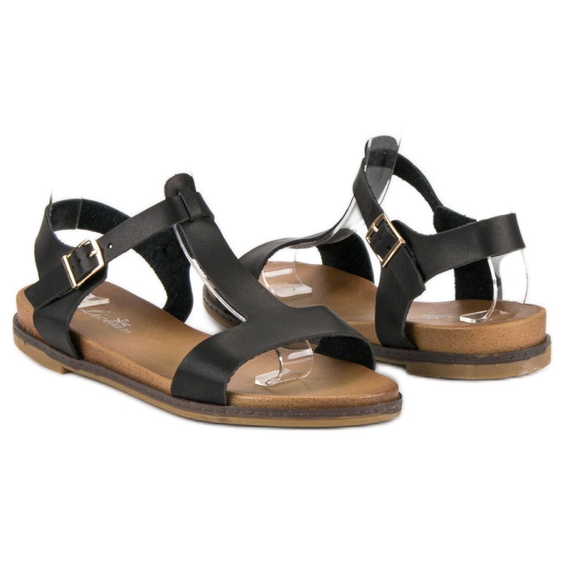 Licean Schwarze Sandalen mit Schnalle 1