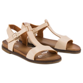 Licean Beige Sandalen mit Schnalle 1