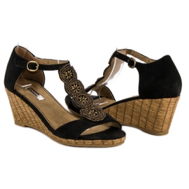 Corina Dekorative Keilsandalen schwarz 1